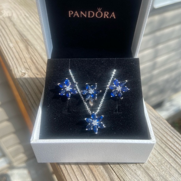 Pandora Sparkling Blue Herbarium Cluster Jewellery Set - Picture 4 of 15